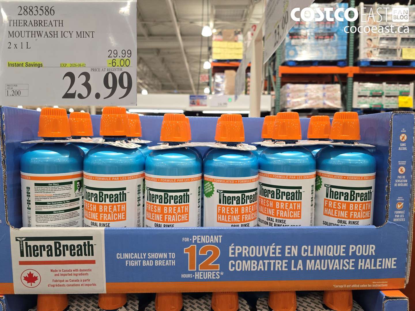 2883586 THERABREATH MOUTHWASH ICY MINT 2 X 1 L ($6.00 INSTANT SAVINGS EXPIRES ON 2026-08-02) $23.99