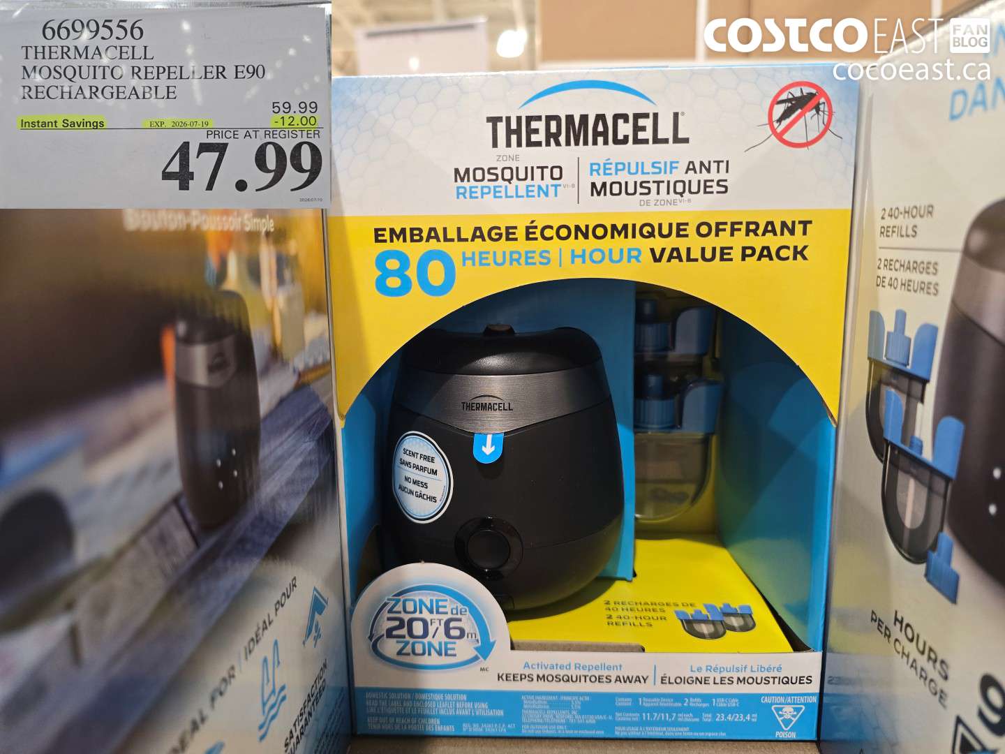 6699556 THERMACELL MOSQUITO REPELLER E90 RECHARGEABLE ($12.00 INSTANT SAVINGS EXPIRES ON 2026-07-19) $47.99