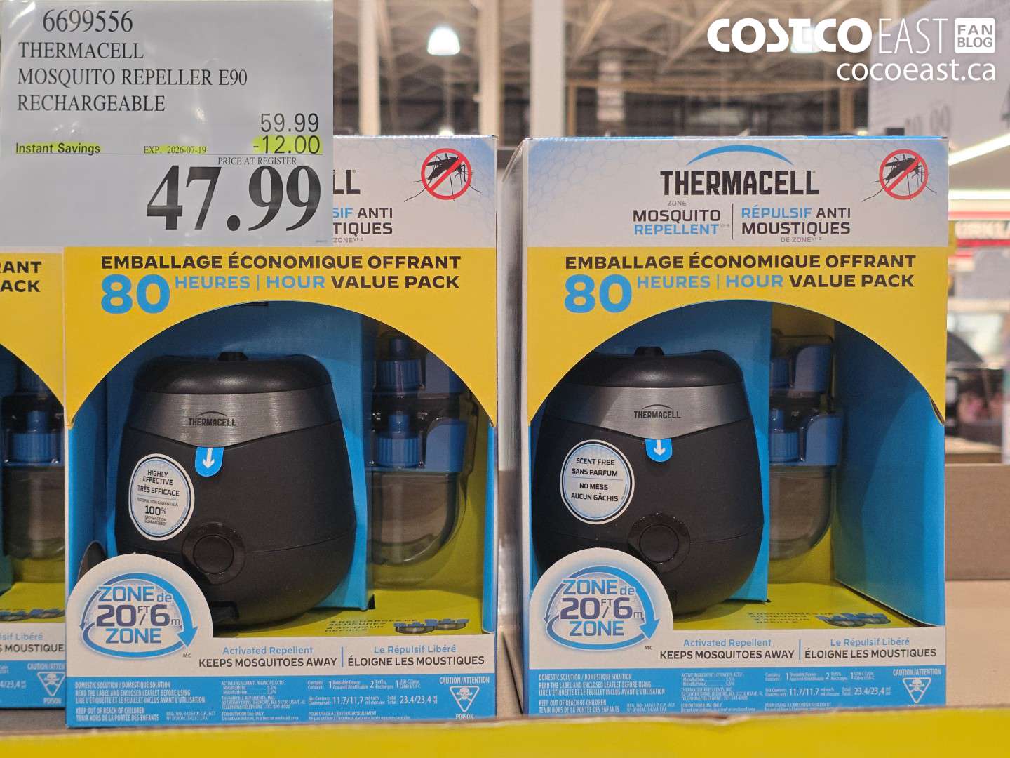 6699556 THERMACELL MOSQUITO REPELLER E90 RECHARGEABLE ($12.00 INSTANT SAVINGS EXPIRES ON 2026-07-19) $47.99