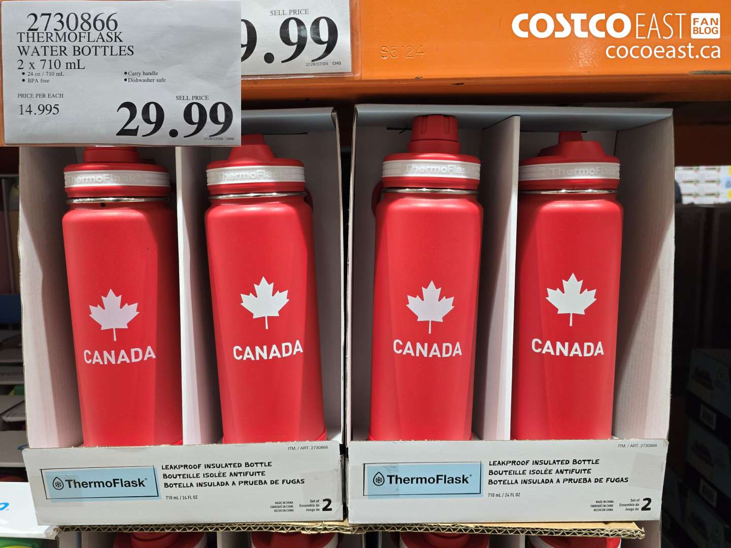 2730866 THERMOFLASK WATER BOTTLES 2 X 710 ML $29.99
