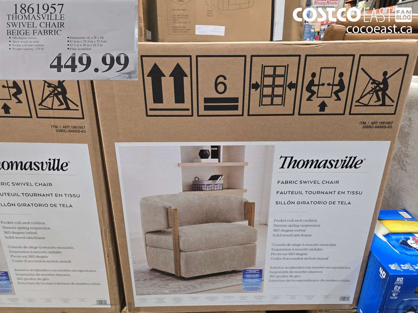 1861957 THOMASVILLE SWIVEL CHAIR BEIGE FABRIC $449.99