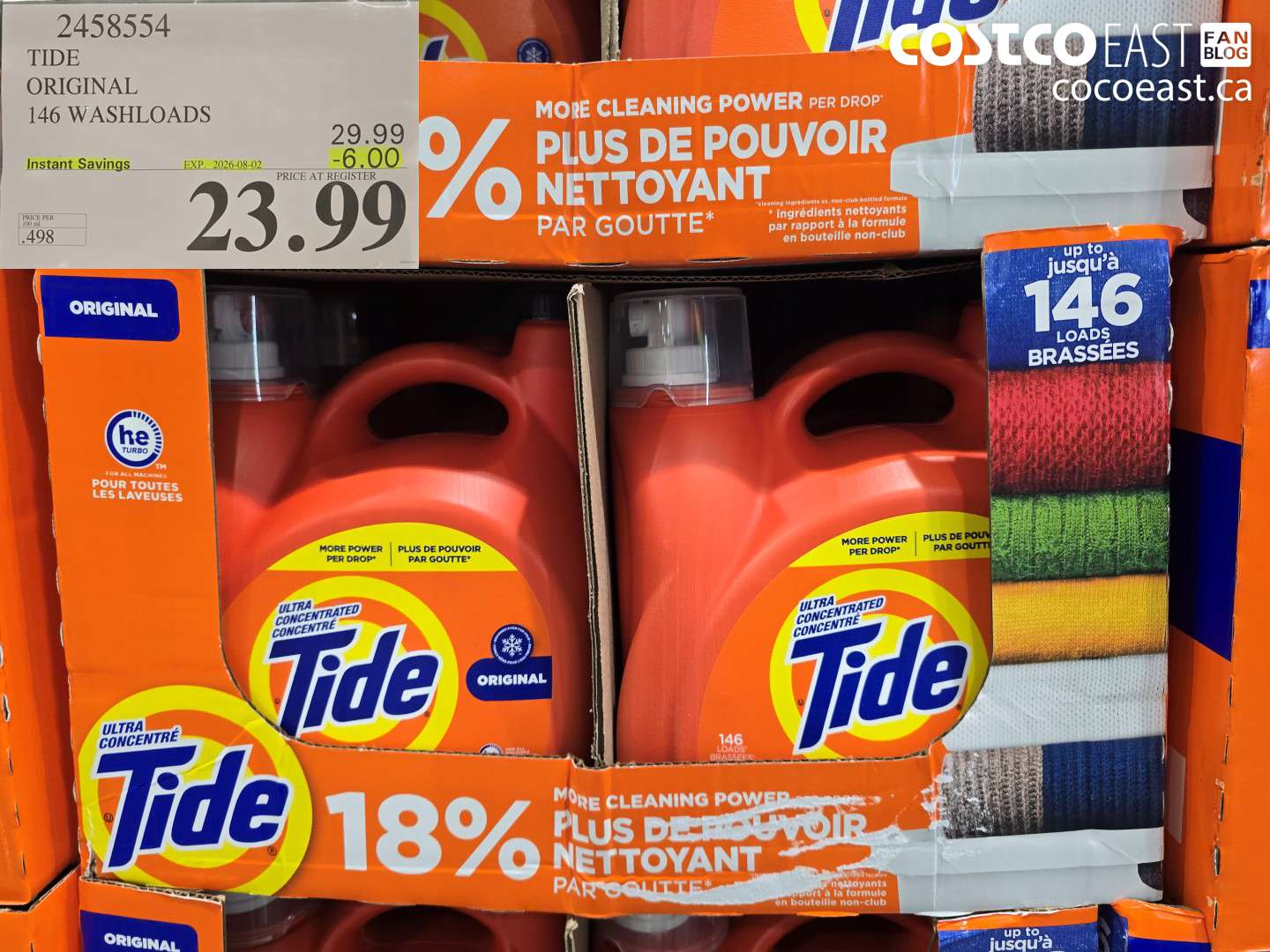 2458554 TIDE ORIGINAL 146 WASHLOADS ($6.00 INSTANT SAVINGS EXPIRES ON 2026-08-02) $23.99