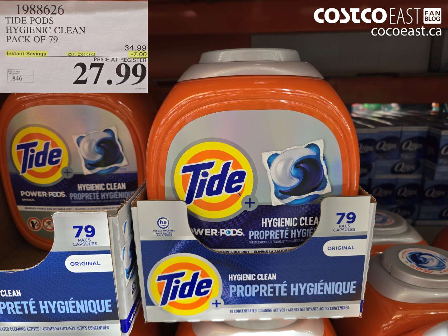 1988626 TIDE PODS HYGIENIC CLEAN PACK OF 79 ($7.00 INSTANT SAVINGS EXPIRES ON 2026-08-02) $27.99