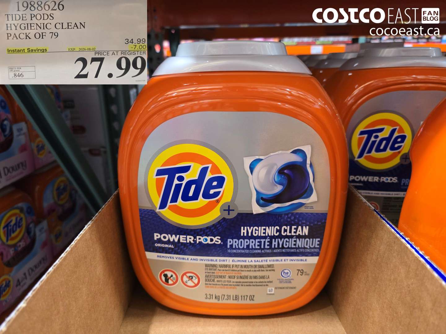 1988626 TIDE PODS HYGIENIC CLEAN PACK OF 79 ($7.00 INSTANT SAVINGS EXPIRES ON 2026-08-02) $27.99