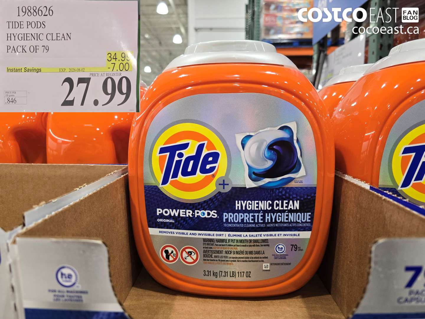 1988626 TIDE PODS HYGIENIC CLEAN PACK OF 79 ($7.00 INSTANT SAVINGS EXPIRES ON 2026-08-02) $27.99