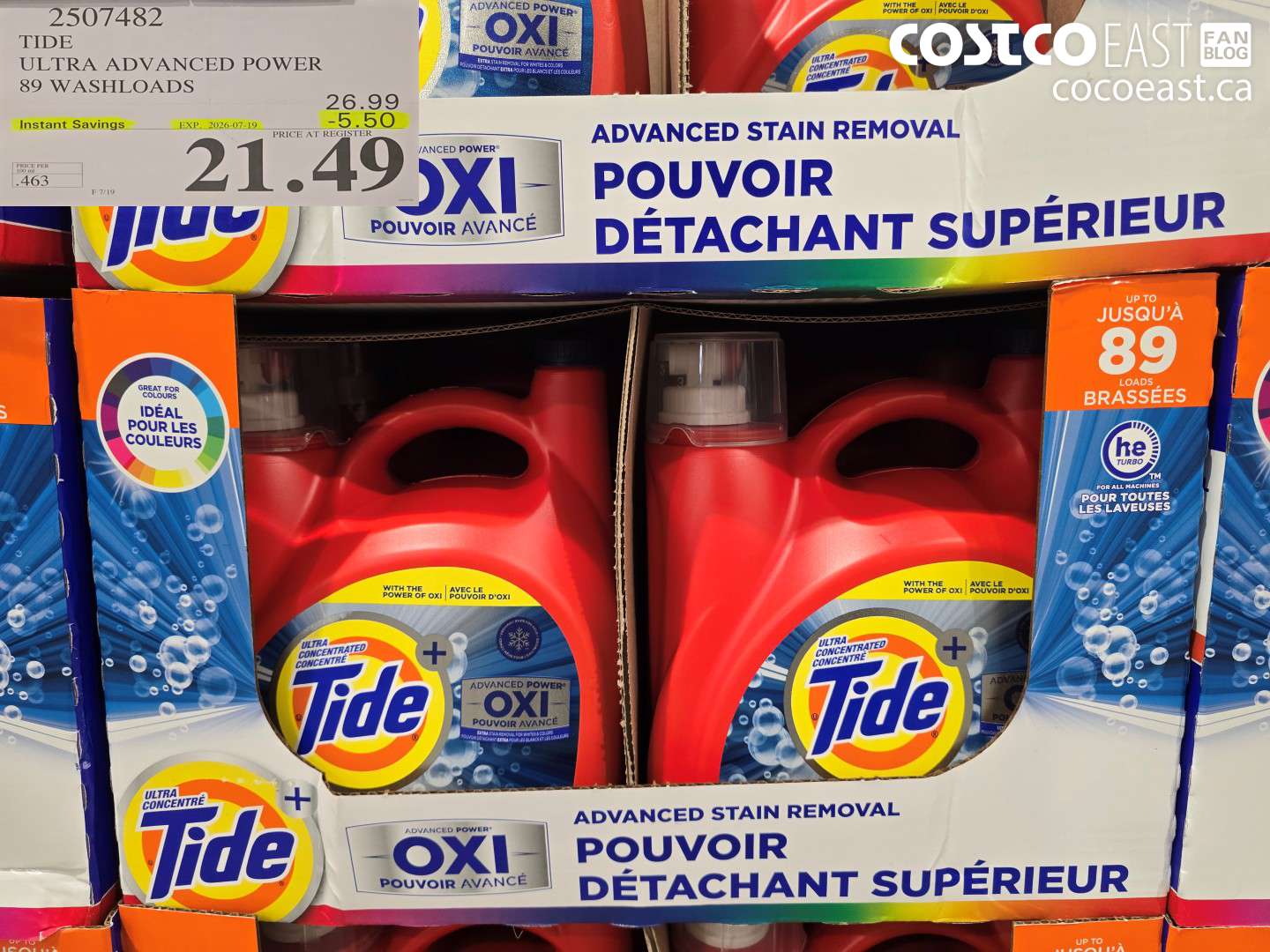 2507482 TIDE ULTRA ADVANCED POWER 89 WASHLOADS ($5.50 INSTANT SAVINGS EXPIRES ON 2026-07-19) $21.49