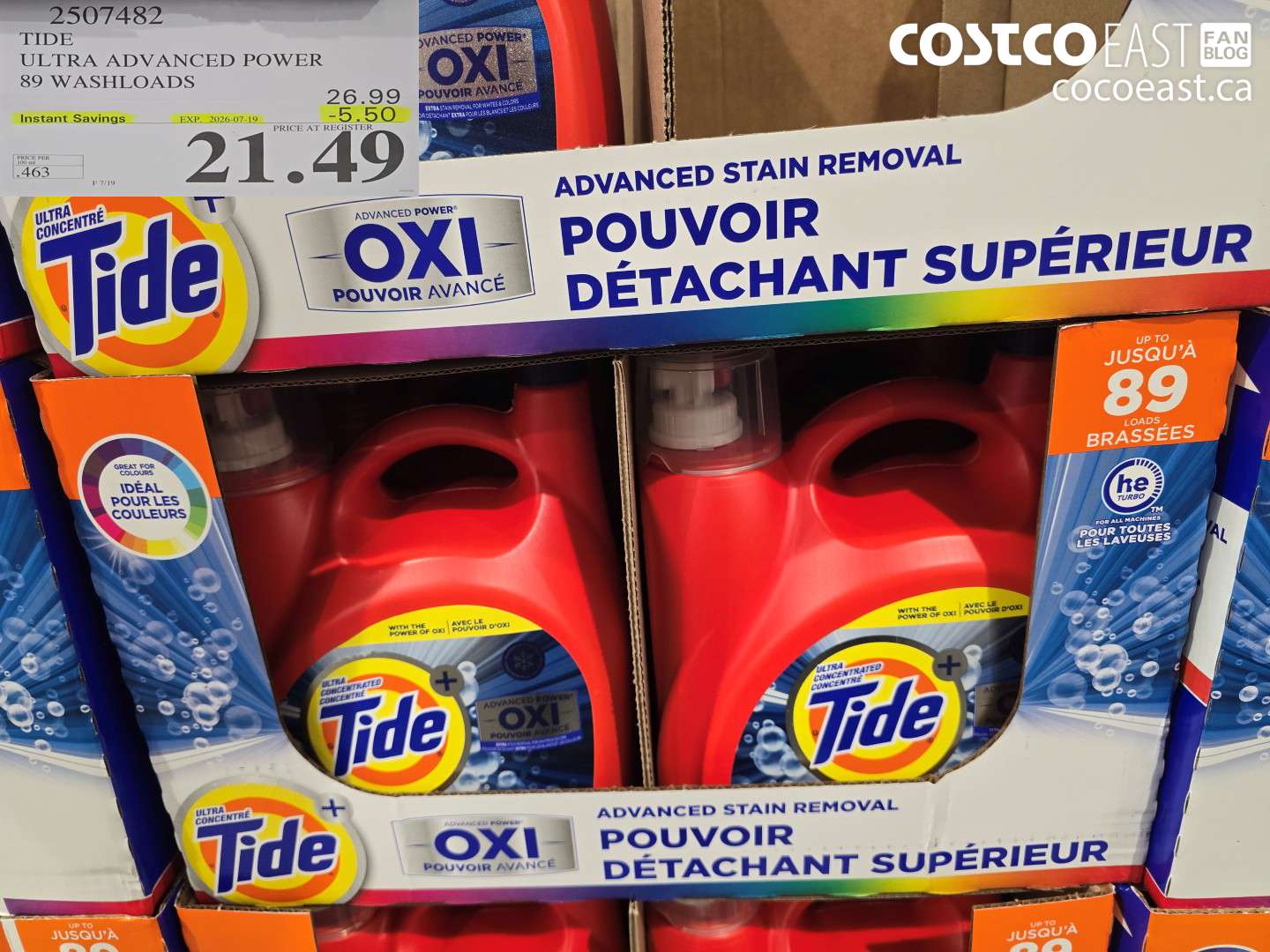 2507482 TIDE ULTRA ADVANCED POWER 89 WASHLOADS ($5.50 INSTANT SAVINGS EXPIRES ON 2026-07-19) $21.49