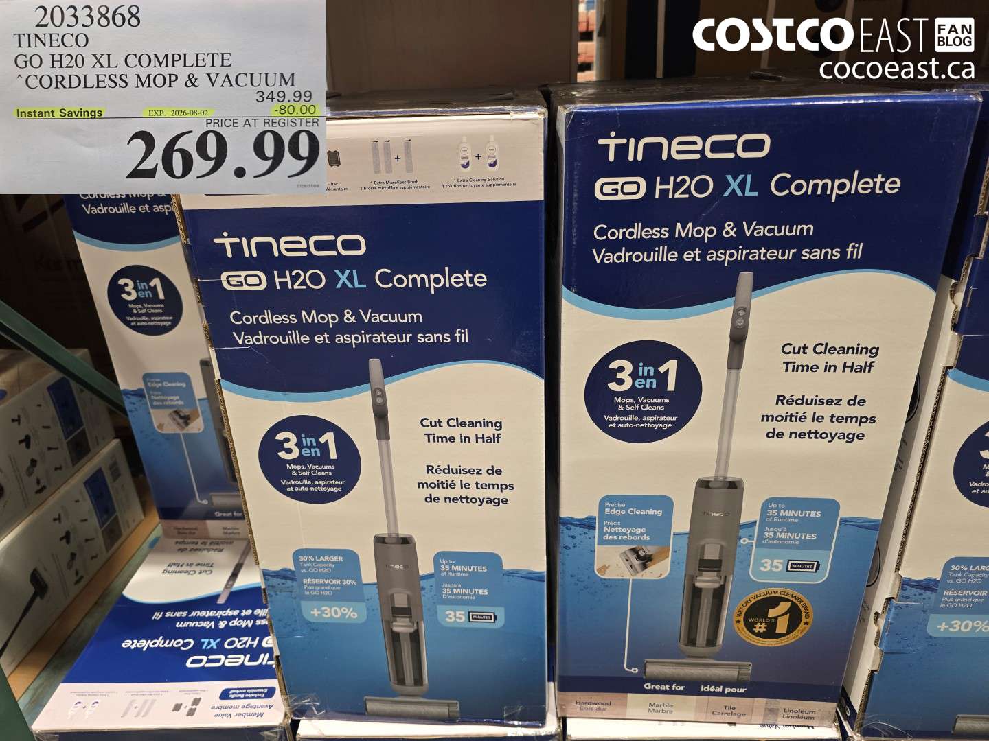 2033868 TINECO GO H20 XL COMPLETE CORDLESS MOP & VACUUM ($80.00 INSTANT SAVINGS EXPIRES ON 2026-08-02) $269.99