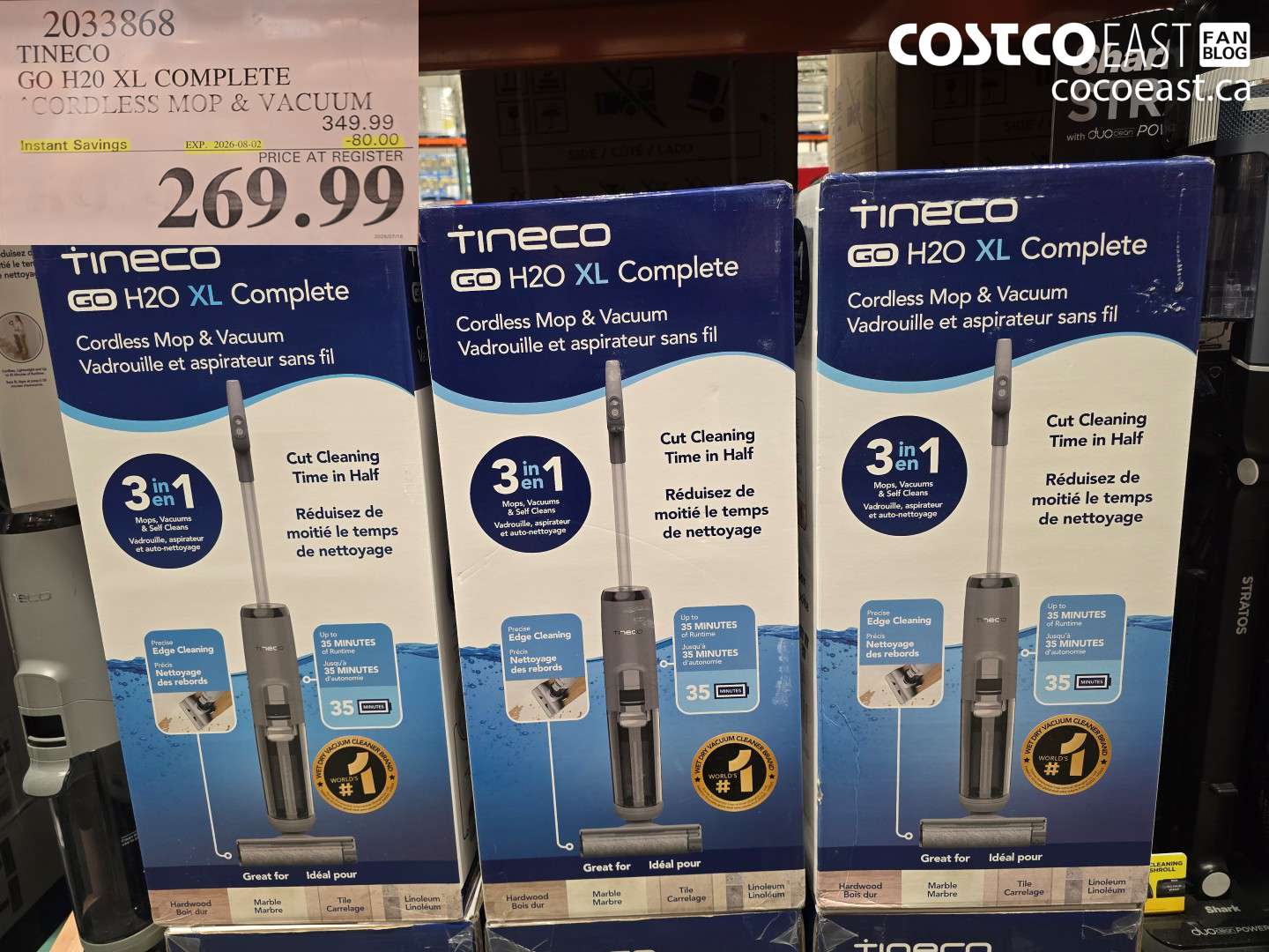 2033868 TINECO GO H20 XL COMPLETE CORDLESS MOP & VACUUM ($80.00 INSTANT SAVINGS EXPIRES ON 2026-08-02) $269.99