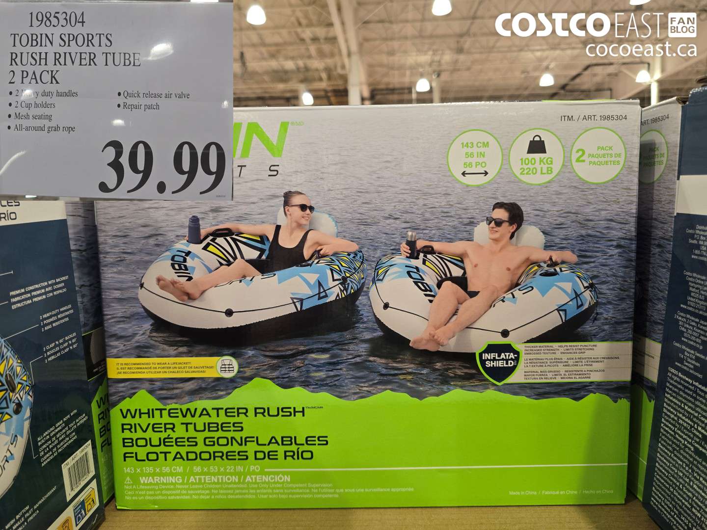 1985304 TOBIN SPORTS RUSH RIVER TUBE 2 PACK $39.99