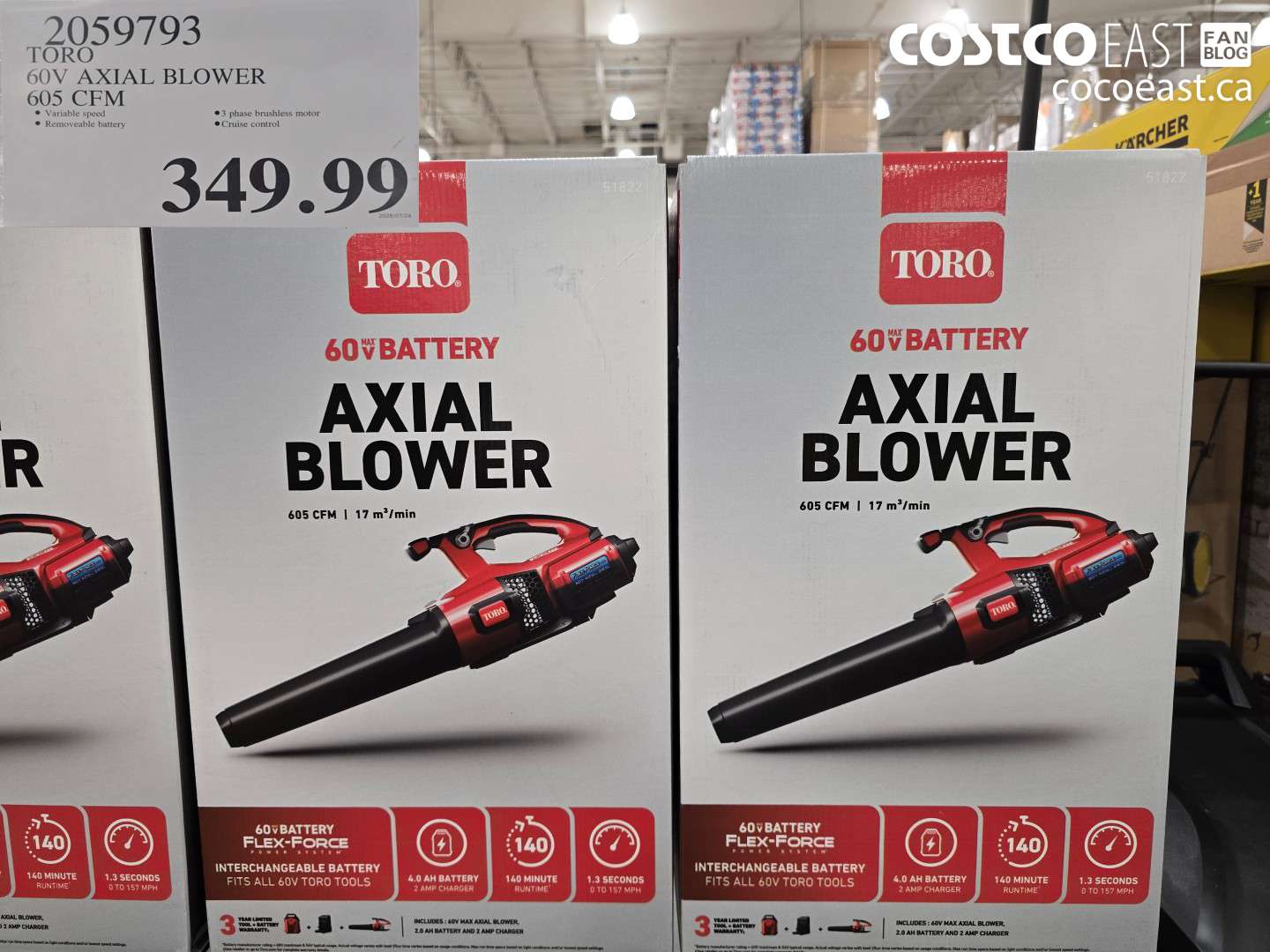 2059793 TORO 60V AXIAL BLOWER 605 CFM $349.99