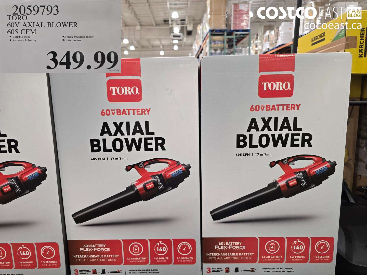 2059793 TORO 60V AXIAL BLOWER 605 CFM $349.99