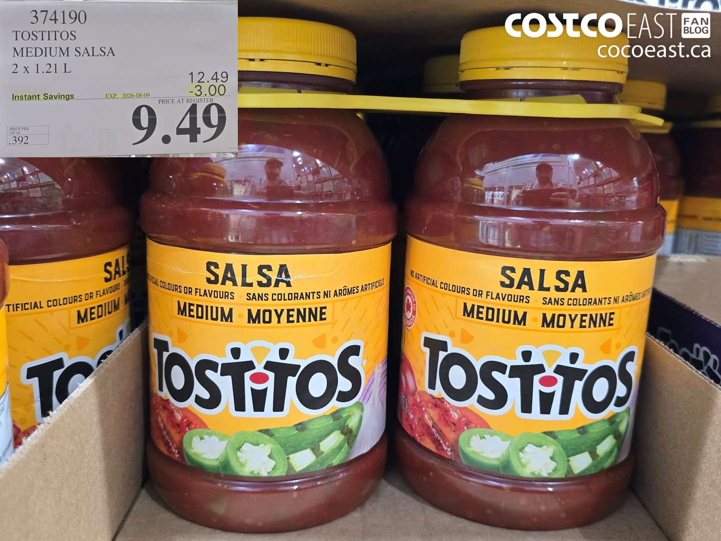 374190 TOSTITOS MEDIUM SALSA 2 X 1.21 L ($3.00 INSTANT SAVINGS EXPIRES ON 2026-08-09) $9.49