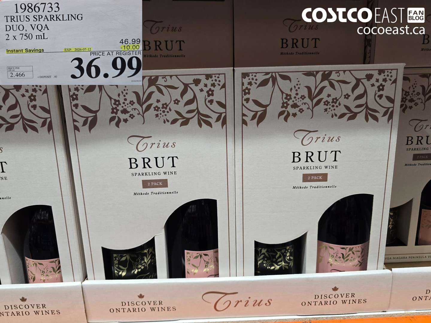 1986733 TRIUS SPARKLING DUO, VQA 2 X 750 ML ($10.00 INSTANT SAVINGS EXPIRES ON 2026-07-12) $36.99