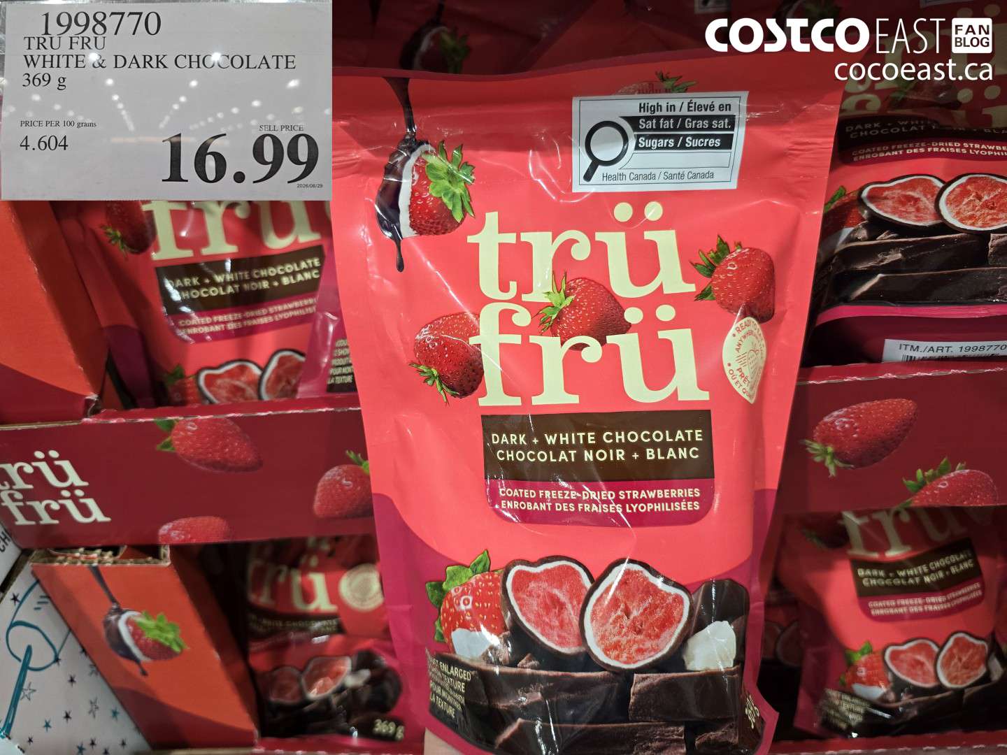1998770 TRU FRU WHITE & DARK CHOCOLATE 369 G $16.99