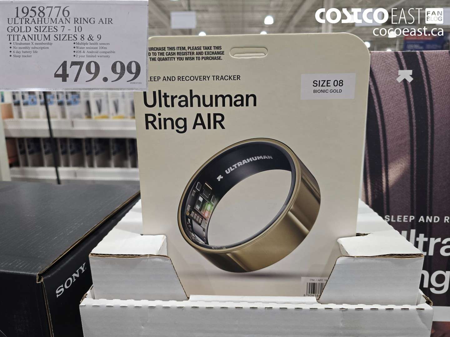 1958776 ULTRAHUMAN RING AIR GOLD SIZES 7 - 10 TITANIUM SIZES 8 & 9 $479.99