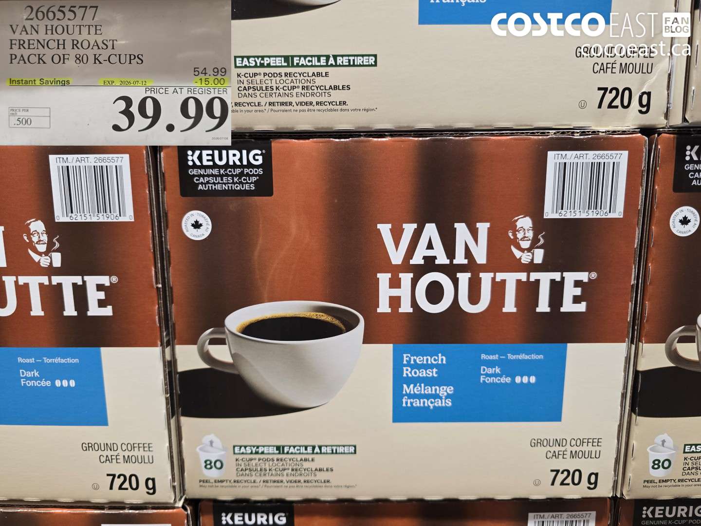 2665577 VAN HOUTTE FRENCH ROAST PACK OF 80 K-CUPS ($15.00 INSTANT SAVINGS EXPIRES ON 2026-07-12) $39.99