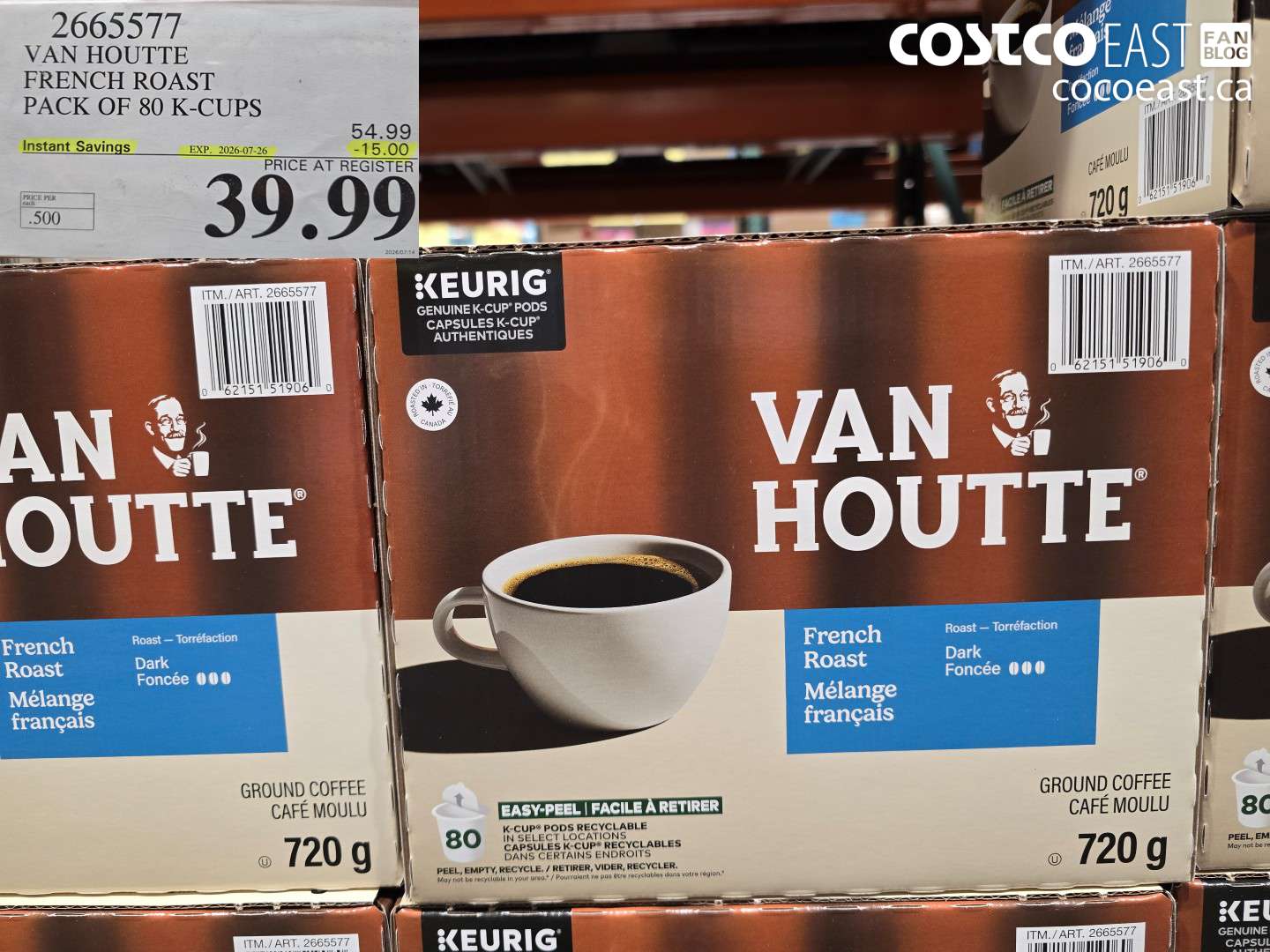 2665577 VAN HOUTTE FRENCH ROAST PACK OF 80 K-CUPS ($15.00 INSTANT SAVINGS EXPIRES ON 2026-07-26) $39.99