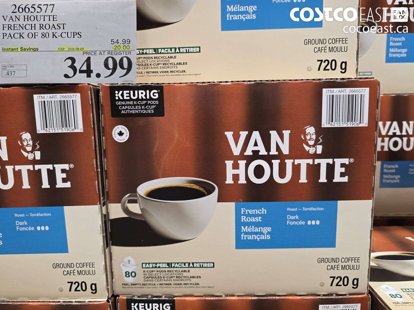 2665577 VAN HOUTTE FRENCH ROAST PACK OF 80 K-CUPS ($20.00 INSTANT SAVINGS EXPIRES ON 2026-08-09) $34.99