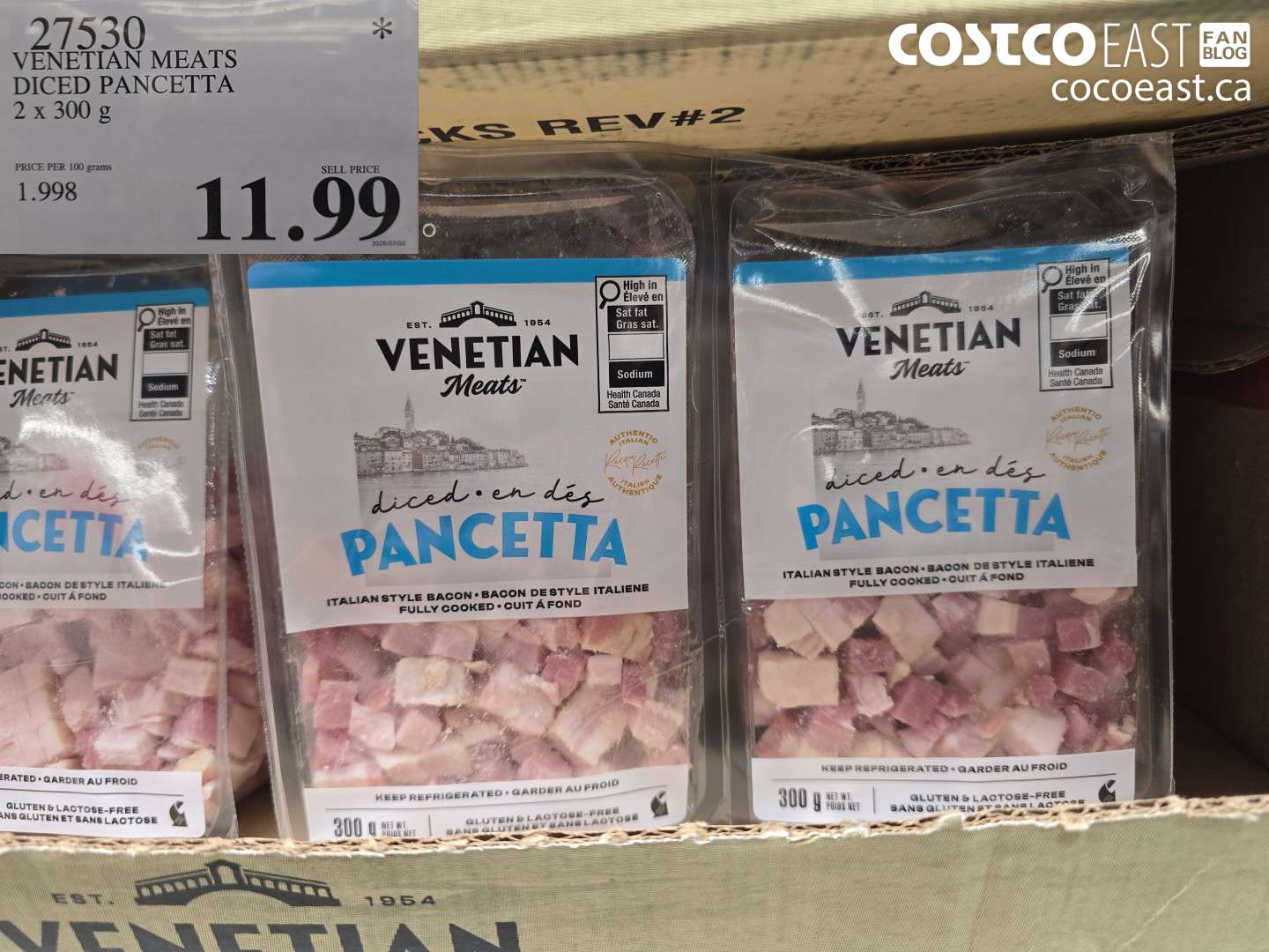 27530 VENETIAN MEATS DICED PANCETTA 2 X 300 G $11.99