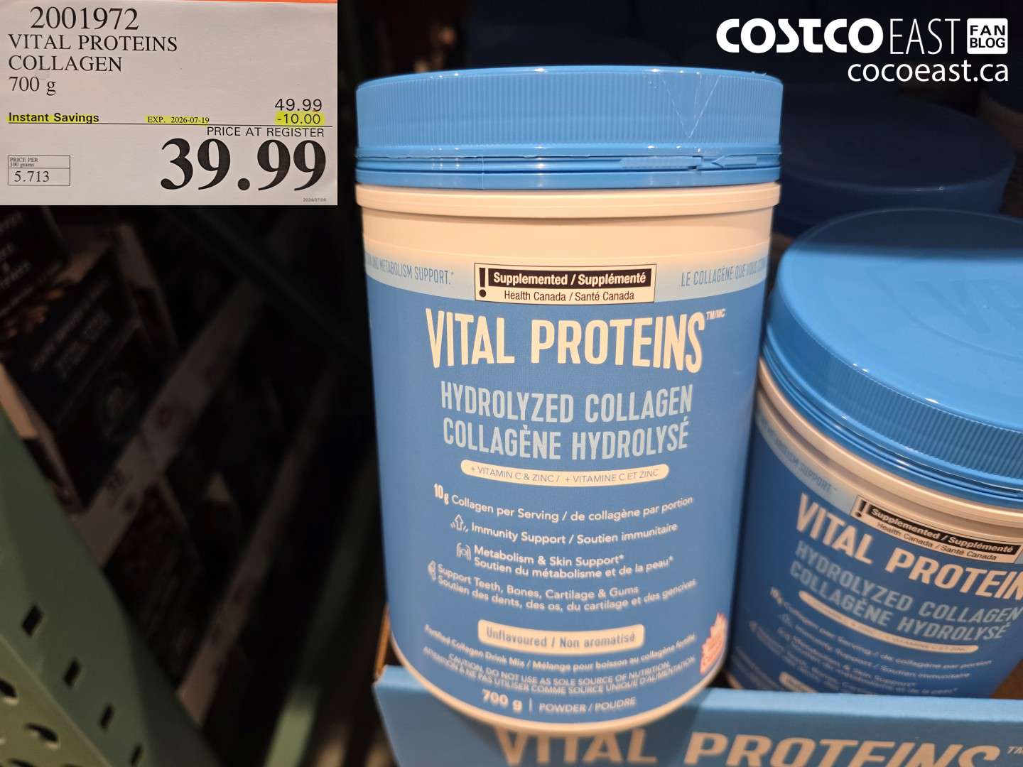 2001972 VITAL PROTEINS COLLAGEN 700 G ($10.00 INSTANT SAVINGS EXPIRES ON 2026-07-19) $39.99