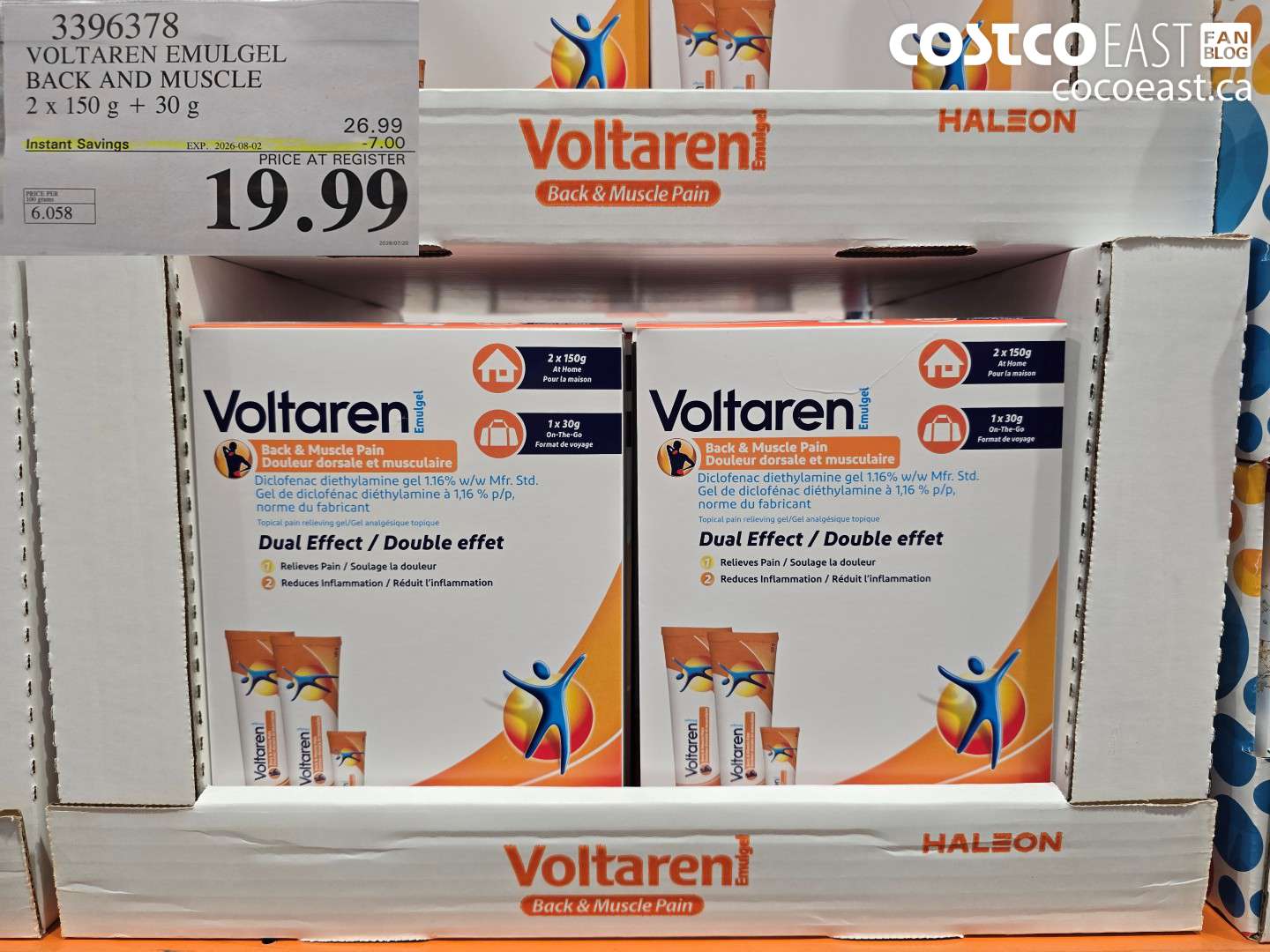 3396378 VOLTAREN EMULGEL BACK AND MUSCLE 2 X 150 G + 30 G ($7.00 INSTANT SAVINGS EXPIRES ON 2026-08-02) $19.99