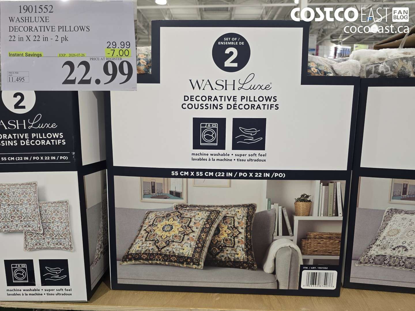 1901552 WASHLUXE DECORATIVE PILLOWS 22 IN X 22 IN - 2 PK ($7.00 INSTANT SAVINGS EXPIRES ON 2026-07-26) $22.99