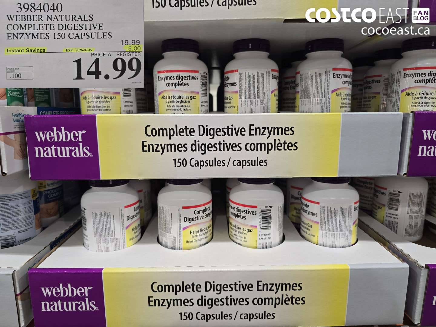 3984040 WEBBER NATURALS COMPLETE DIGESTIVE ENZYMES 150 CAPSULES ($5.00 INSTANT SAVINGS EXPIRES ON 2026-07-19) $14.99