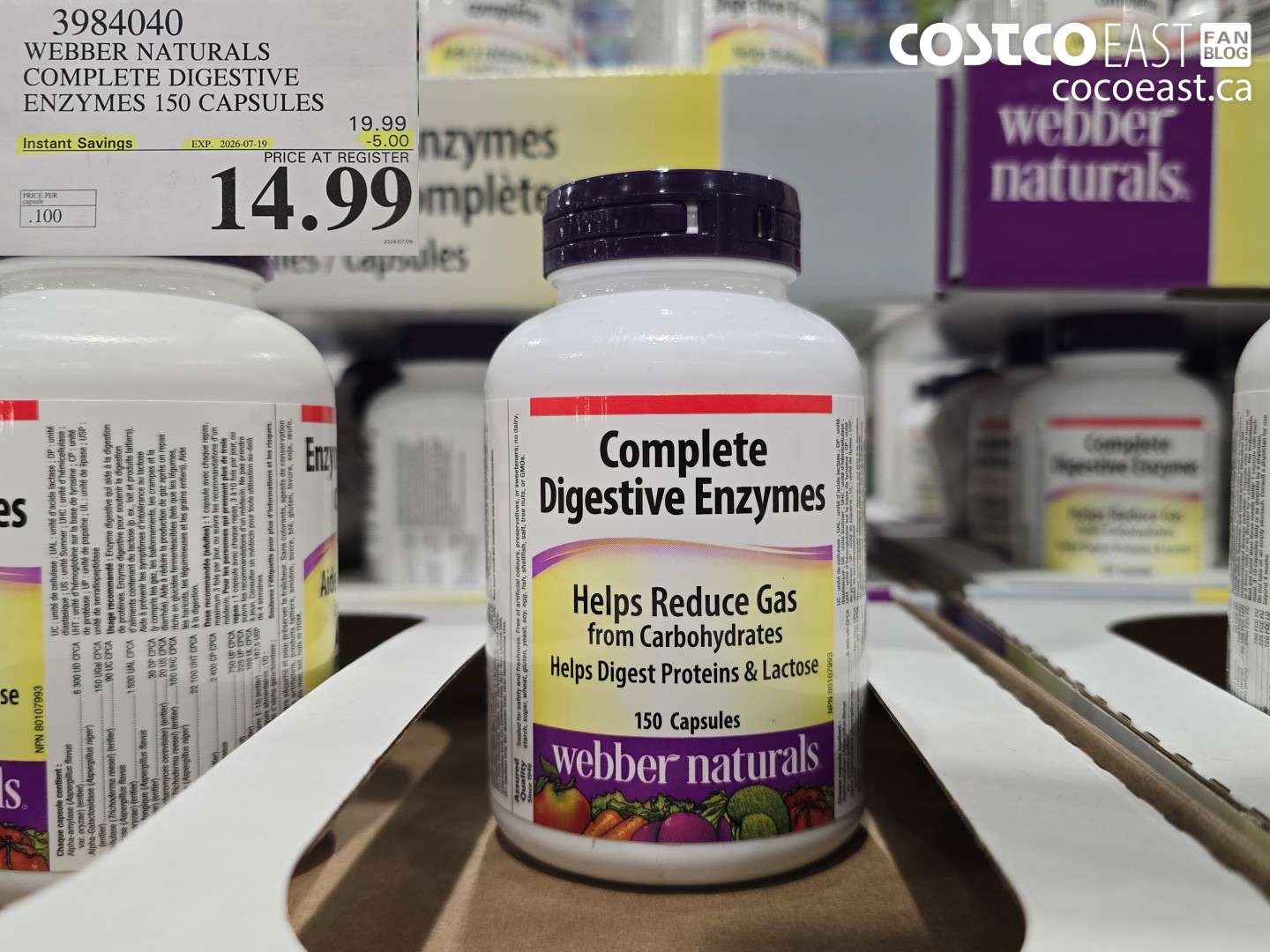 3984040 WEBBER NATURALS COMPLETE DIGESTIVE ENZYMES 150 CAPSULES ($5.00 INSTANT SAVINGS EXPIRES ON 2026-07-19) $14.99
