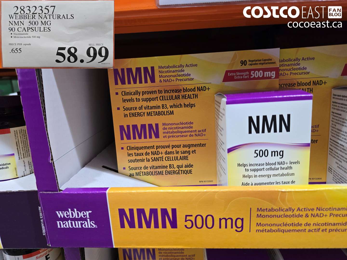 2832357 WEBBER NATURALS NMN 500 MG 90 CAPSULES $58.99