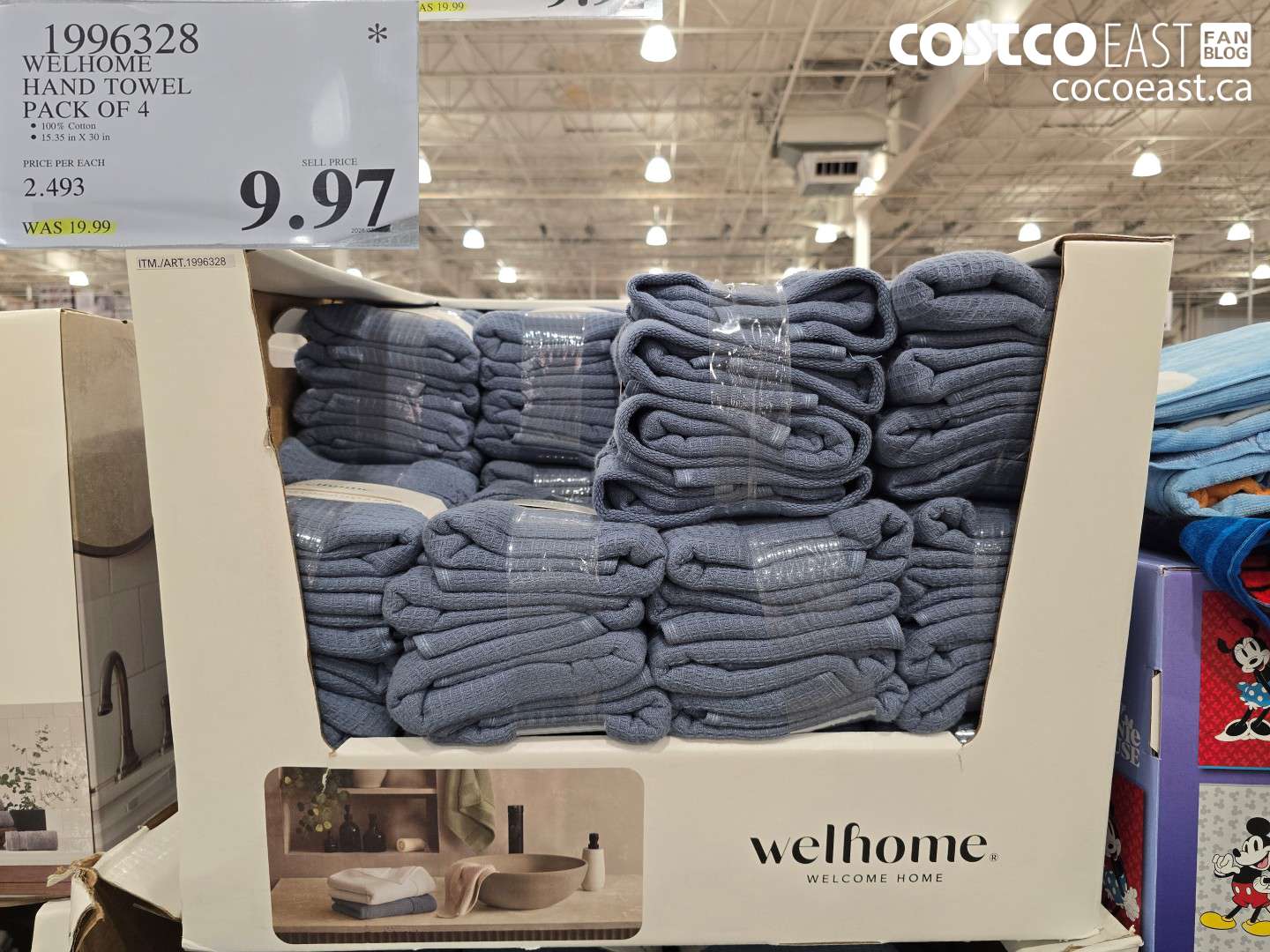 1996328 WELHOME HAND TOWEL PACK OF 4 $9.97
