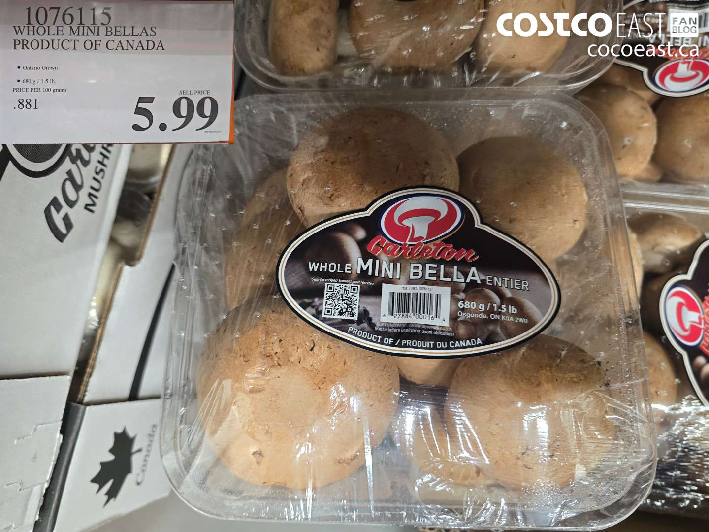 1076115 WHOLE MINI BELLAS PRODUCT OF CANADA 680 G / 1.5 LB. $5.99