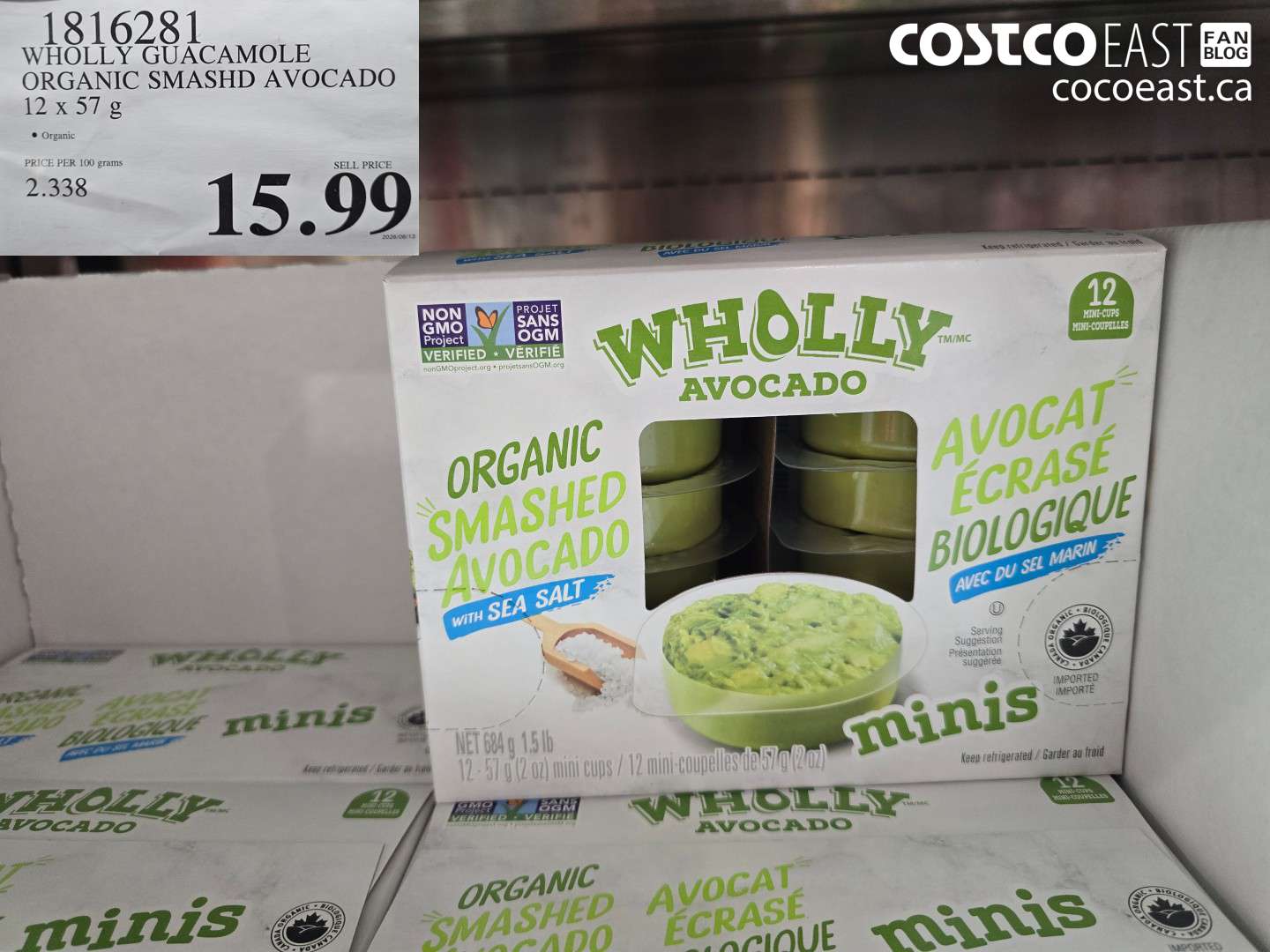 1816281 WHOLLY GUACAMOLE ORGANIC SMASHD AVOCADO 12 X 57 G $15.99