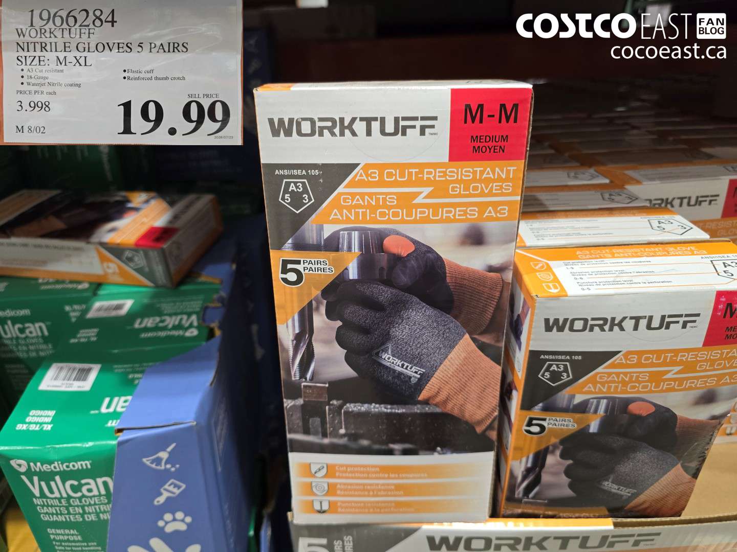 1966284 WORKTUFF NITRILE GLOVES 5 PAIRS SIZE: M-XL $19.99