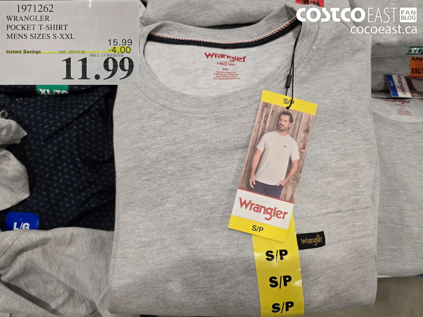 1971262 WRANGLER POCKET T-SHIRT MENS SIZES S-XXL ($4.00 INSTANT SAVINGS EXPIRES ON 2026-07-30) $11.99