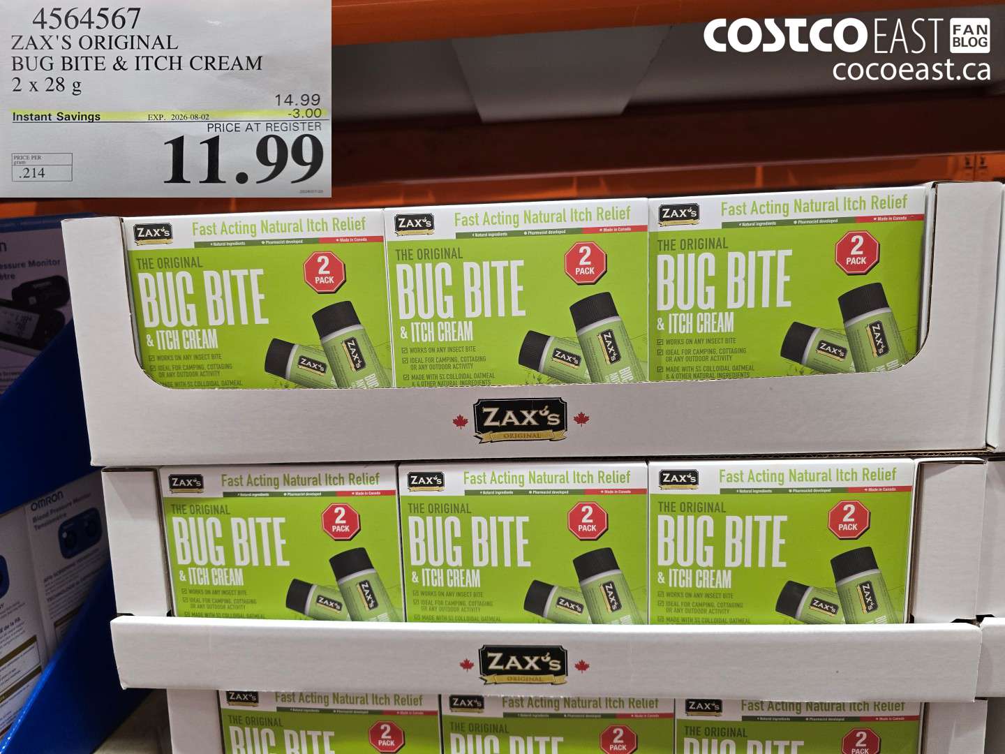 4564567 ZAX'S ORIGINAL BUG BITE & ITCH CREAM 2 X 28 G ($3.00 INSTANT SAVINGS EXPIRES ON 2026-08-02) $11.99