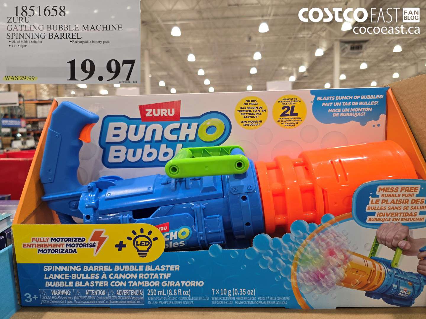 1851658 ZURU GATLING BUBBLE MACHINE SPINNING BARREL $19.97