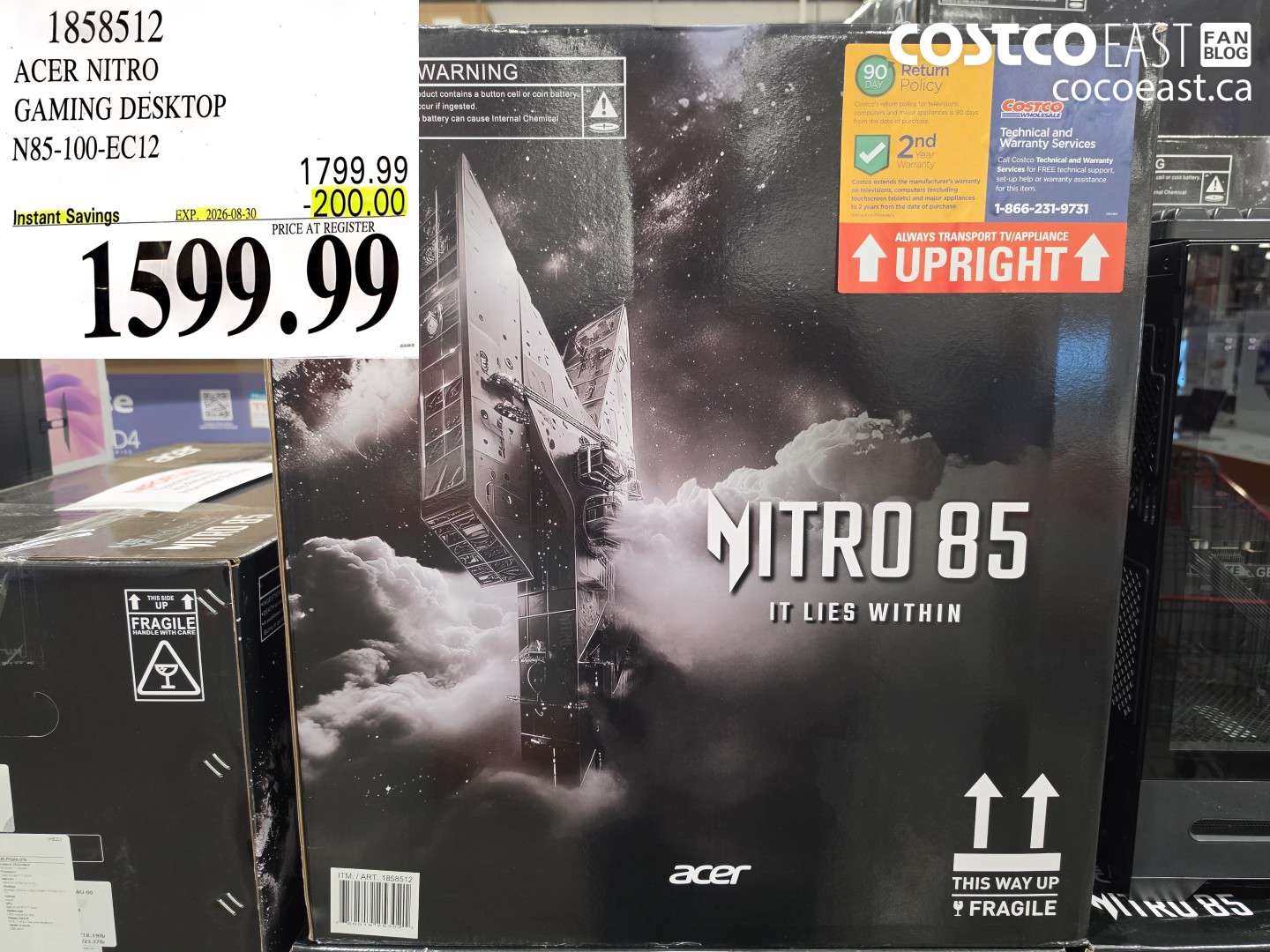 1858512 ACER NITRO GAMING DESKTOP N85-100-EC12 ($200.00 INSTANT SAVINGS EXPIRES ON 2026-08-30) $1599.99