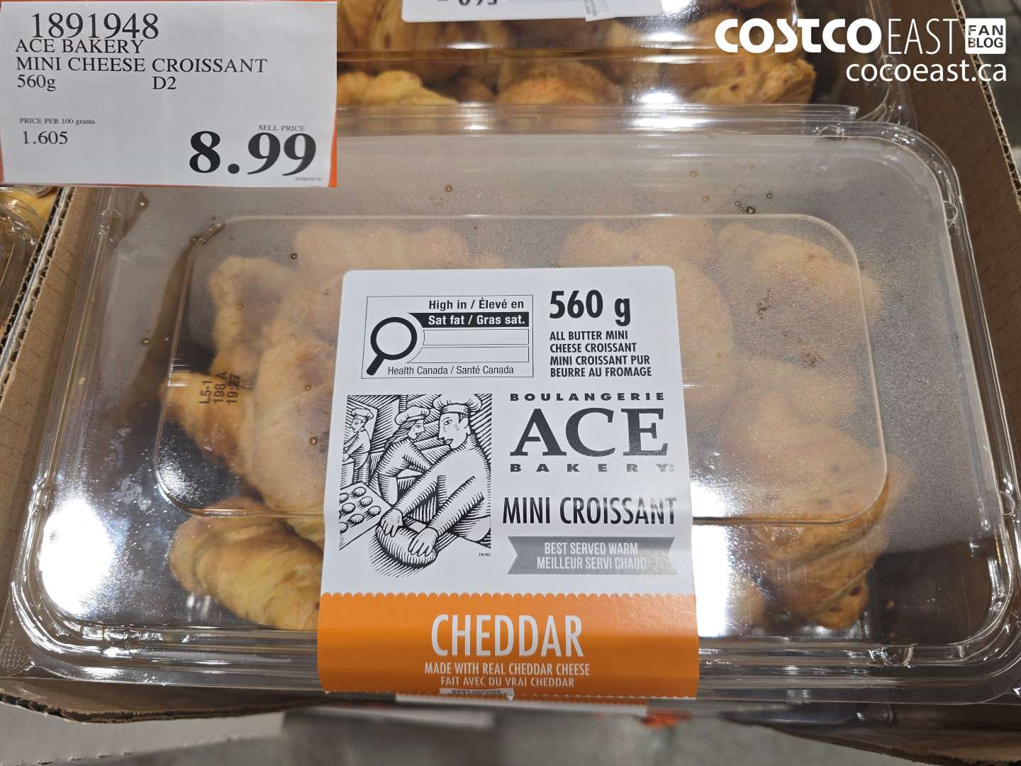 1891948 ACE BAKERY MINI CHEESE CROISSANT 560G $8.99