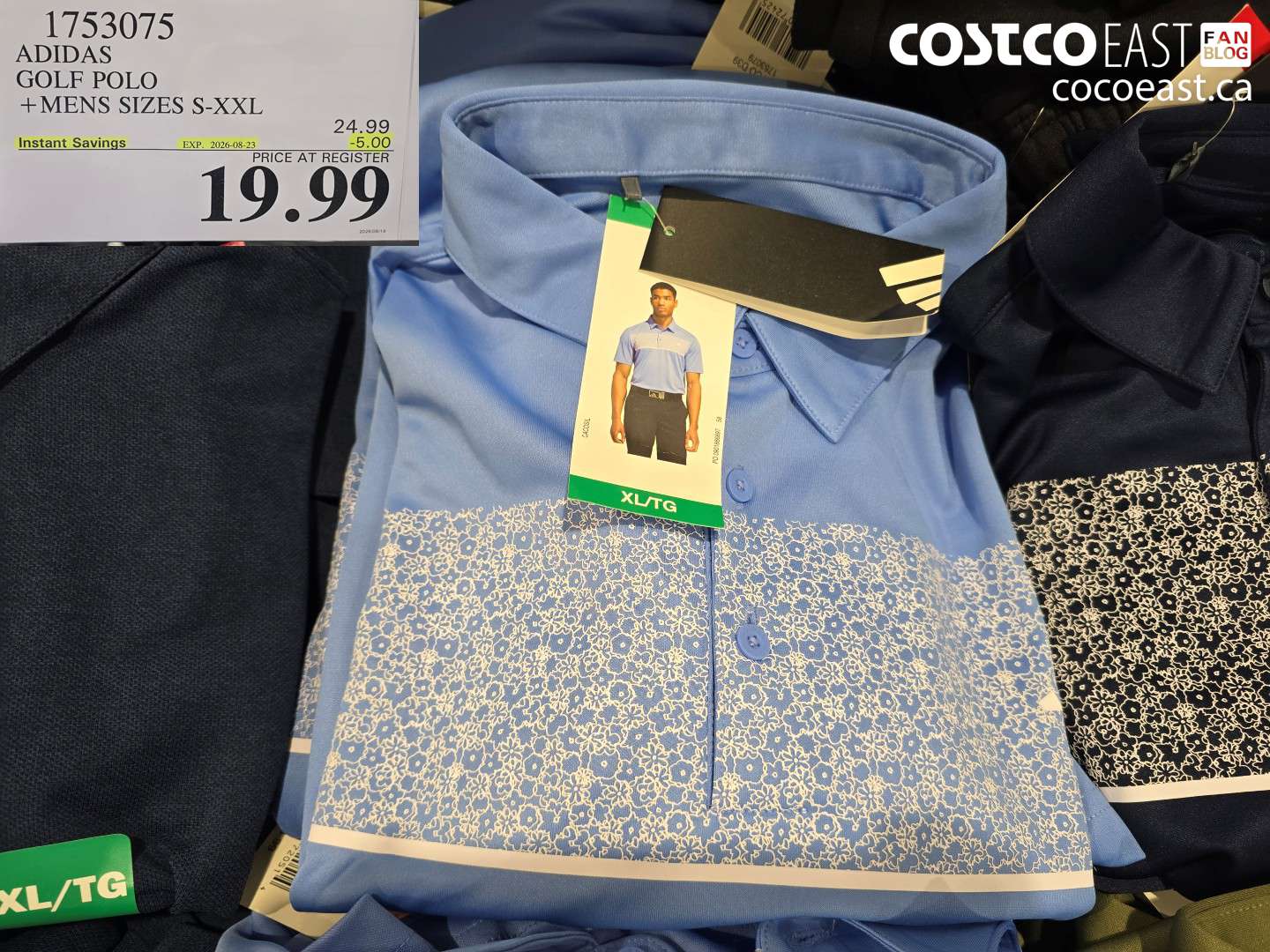 1753075 ADIDAS GOLF POLO + MENS SIZES S-XXL ($5.00 INSTANT SAVINGS EXPIRES ON 2026-08-23) $19.99