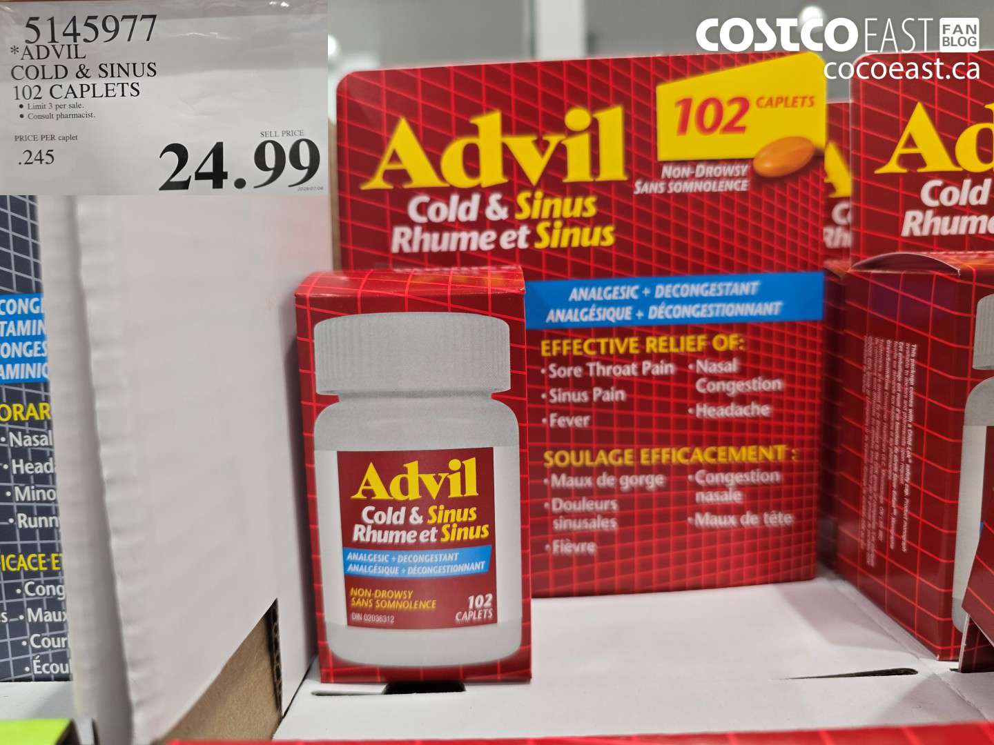 5145977 ADVIL COLD & SINUS 102 CAPLETS $24.99