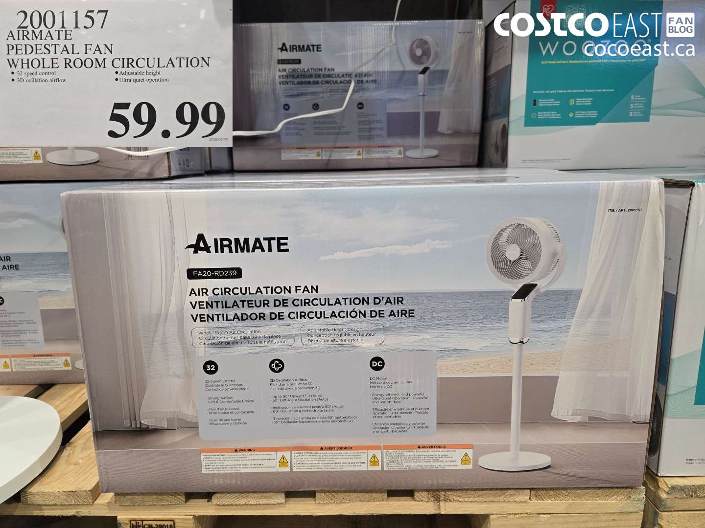 2001157 AIRMATE PEDESTAL FAN WHOLE ROOM CIRCULATION $59.99