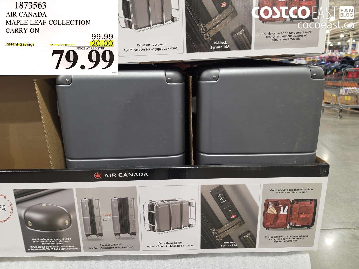 1873563 AIR CANADA MAPLE LEAF COLLECTION CARRY-ON ($20.00 INSTANT SAVINGS EXPIRES ON 2026-08-30) $79.99