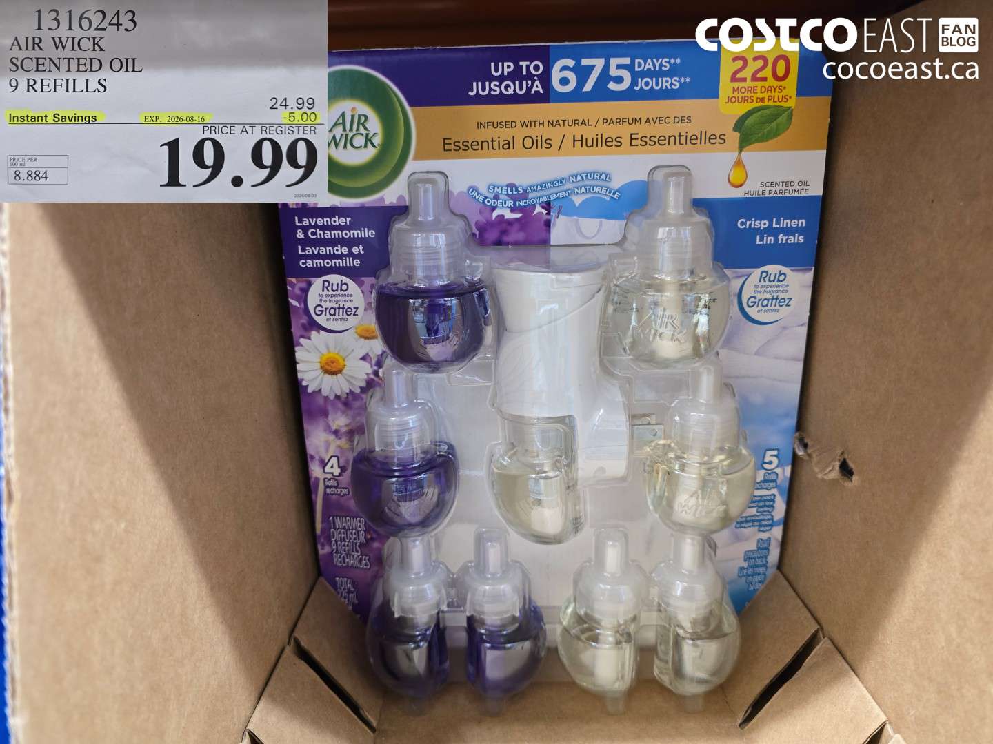 1316243 AIR WICK SCENTED OIL 9 REFILLS ($5.00 INSTANT SAVINGS EXPIRES ON 2026-08-16) $19.99