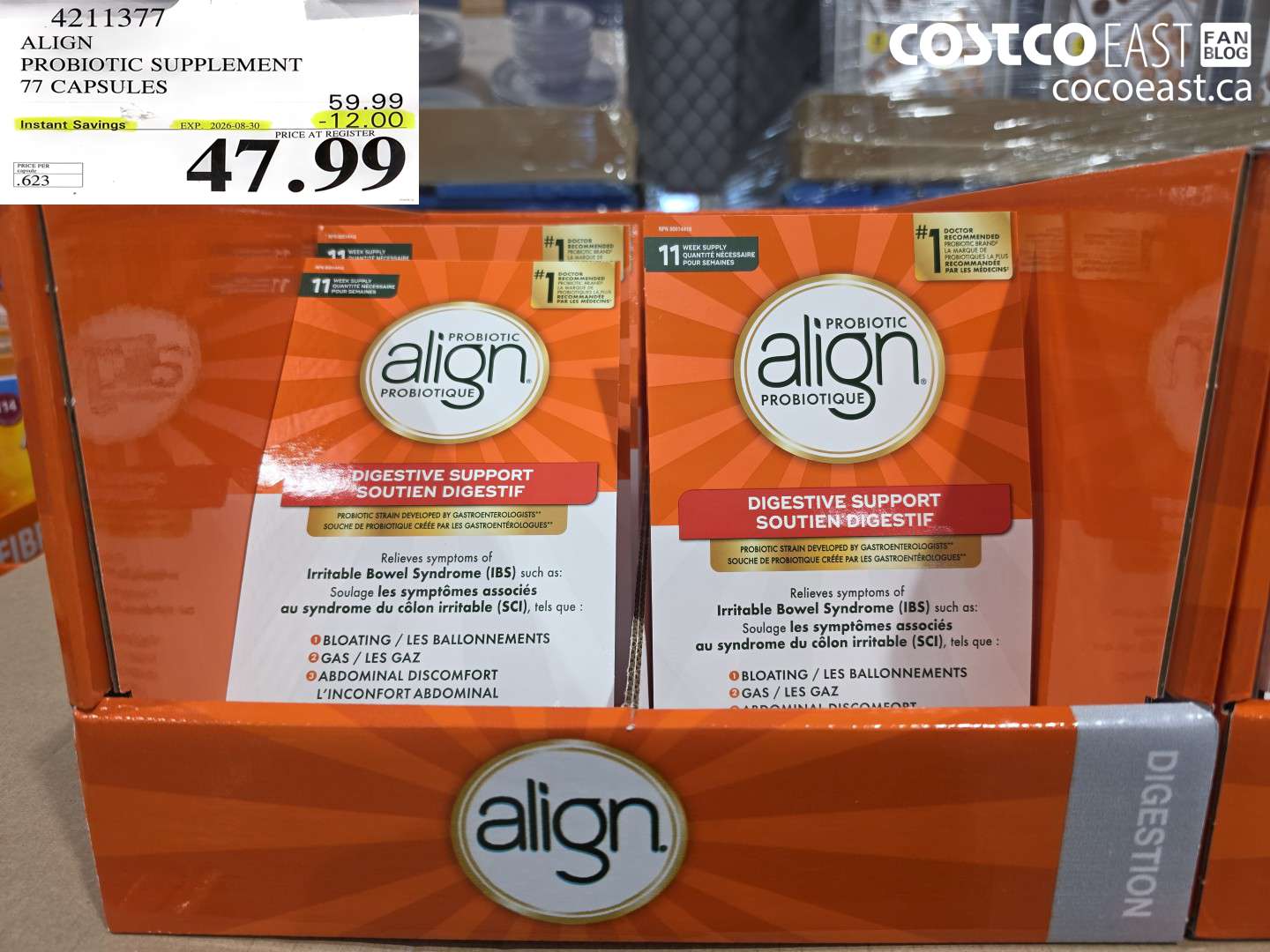4211377 ALIGN PROBIOTIC SUPPLEMENT 77 CAPSULES ($12.00 INSTANT SAVINGS EXPIRES ON 2026-08-30) $47.99