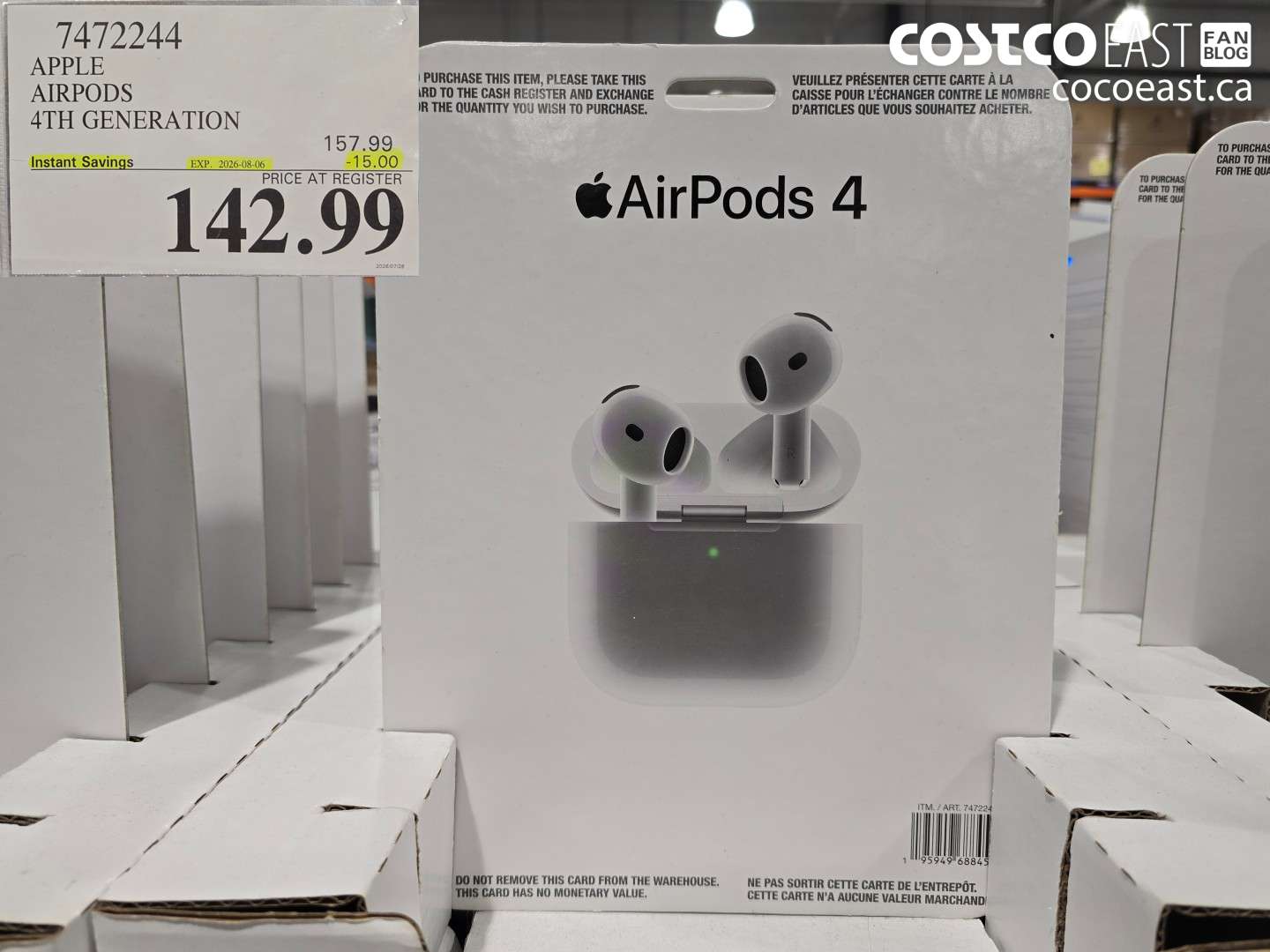 7472244 APPLE AIRPODS 4TH GENERATION ($15.00 INSTANT SAVINGS EXPIRES ON 2026-08-06) $142.99