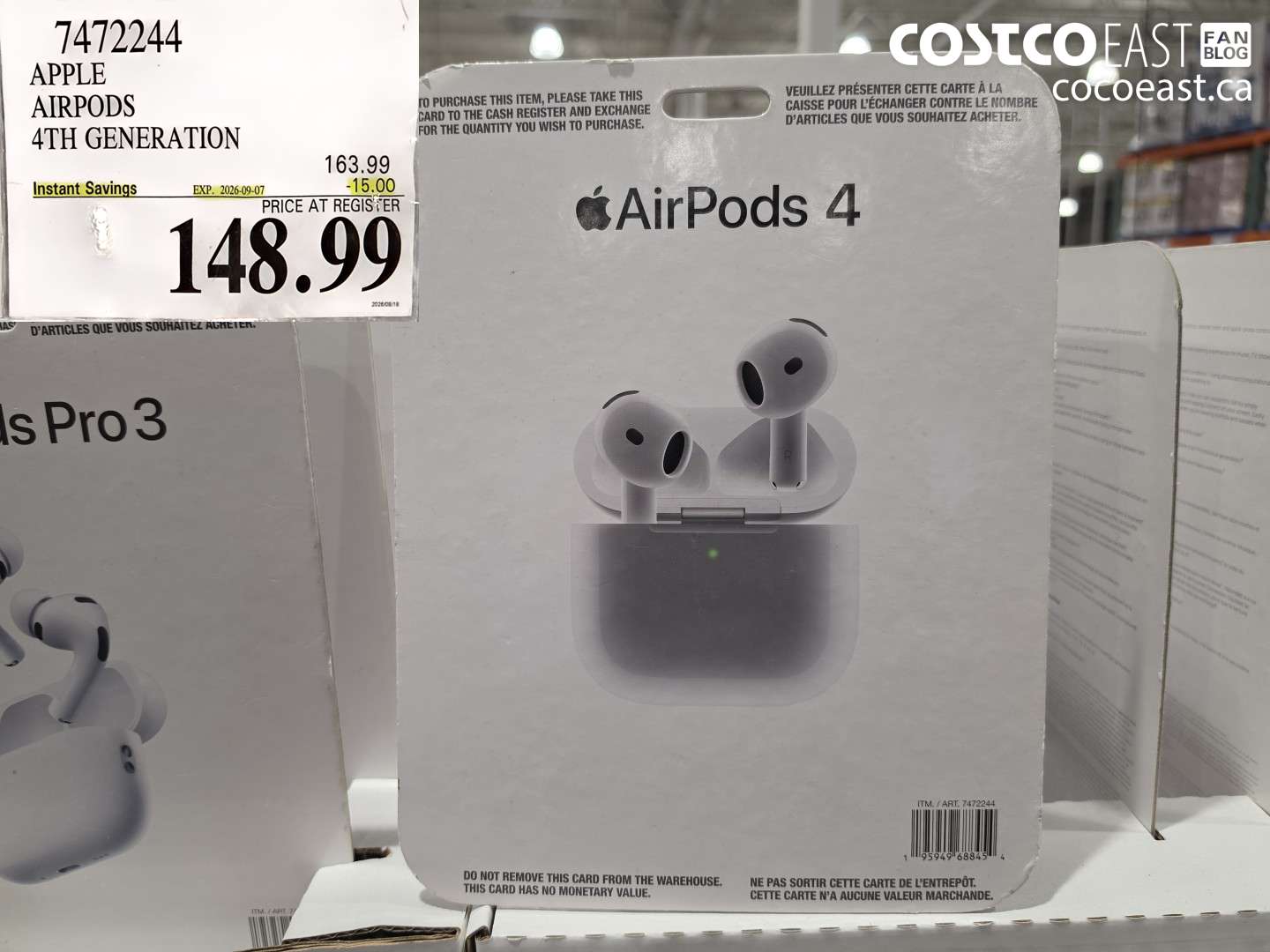 7472244 APPLE AIRPODS 4TH GENERATION ($15.00 INSTANT SAVINGS EXPIRES ON 2026-09-07) $148.99