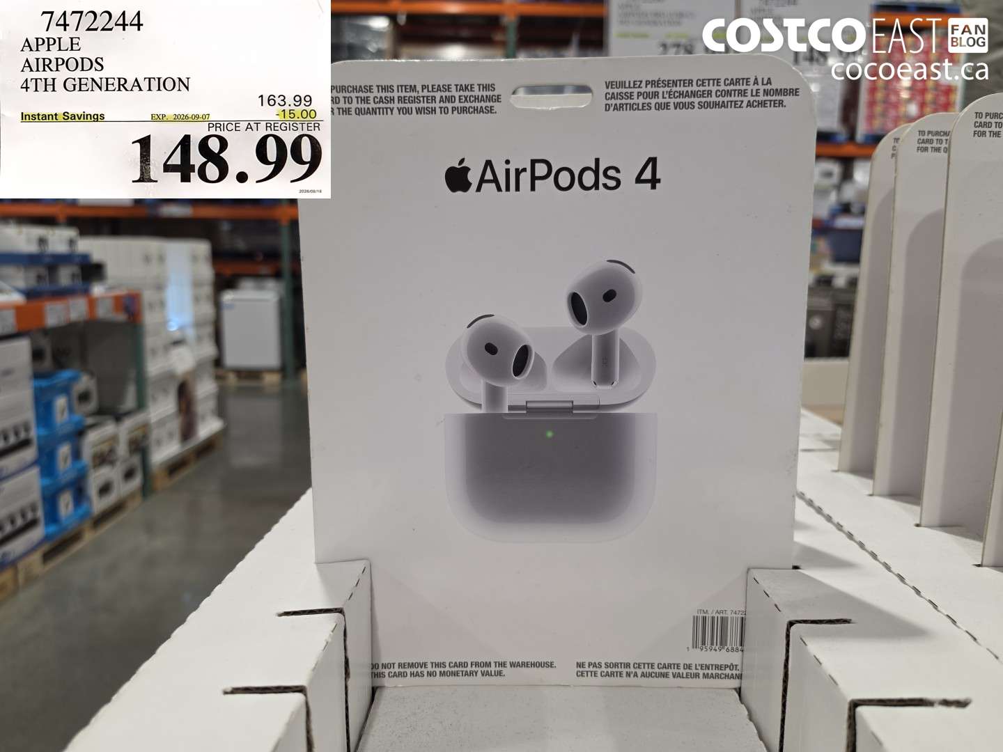 7472244 APPLE AIRPODS 4TH GENERATION ($15.00 INSTANT SAVINGS EXPIRES ON 2026-09-07) $148.99