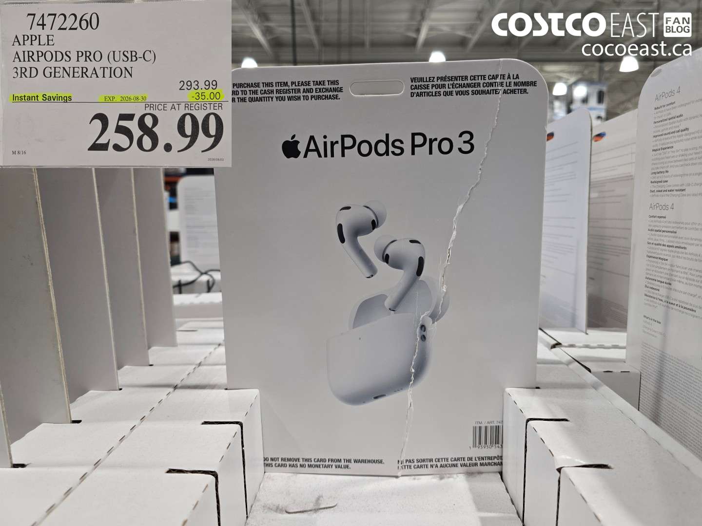 7472260 APPLE AIRPODS PRO (USB-C) 3RD GENERATION ($35.00 INSTANT SAVINGS EXPIRES ON 2026-08-30) $258.99