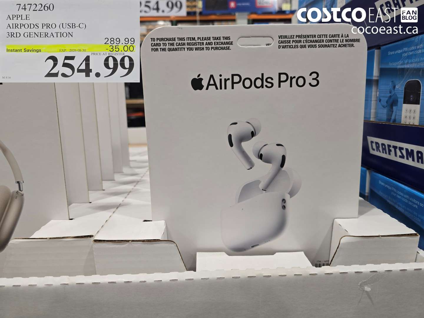 7472260 APPLE AIRPODS PRO (USB-C) 3RD GENERATION ($35.00 INSTANT SAVINGS EXPIRES ON 2026-08-30) $254.99